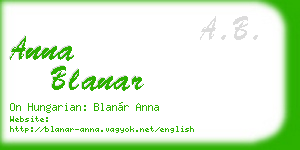 anna blanar business card