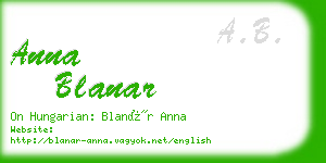 anna blanar business card